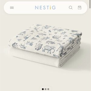 Nestig Animal Print Bedding Set - Cream and Gray for mini crib